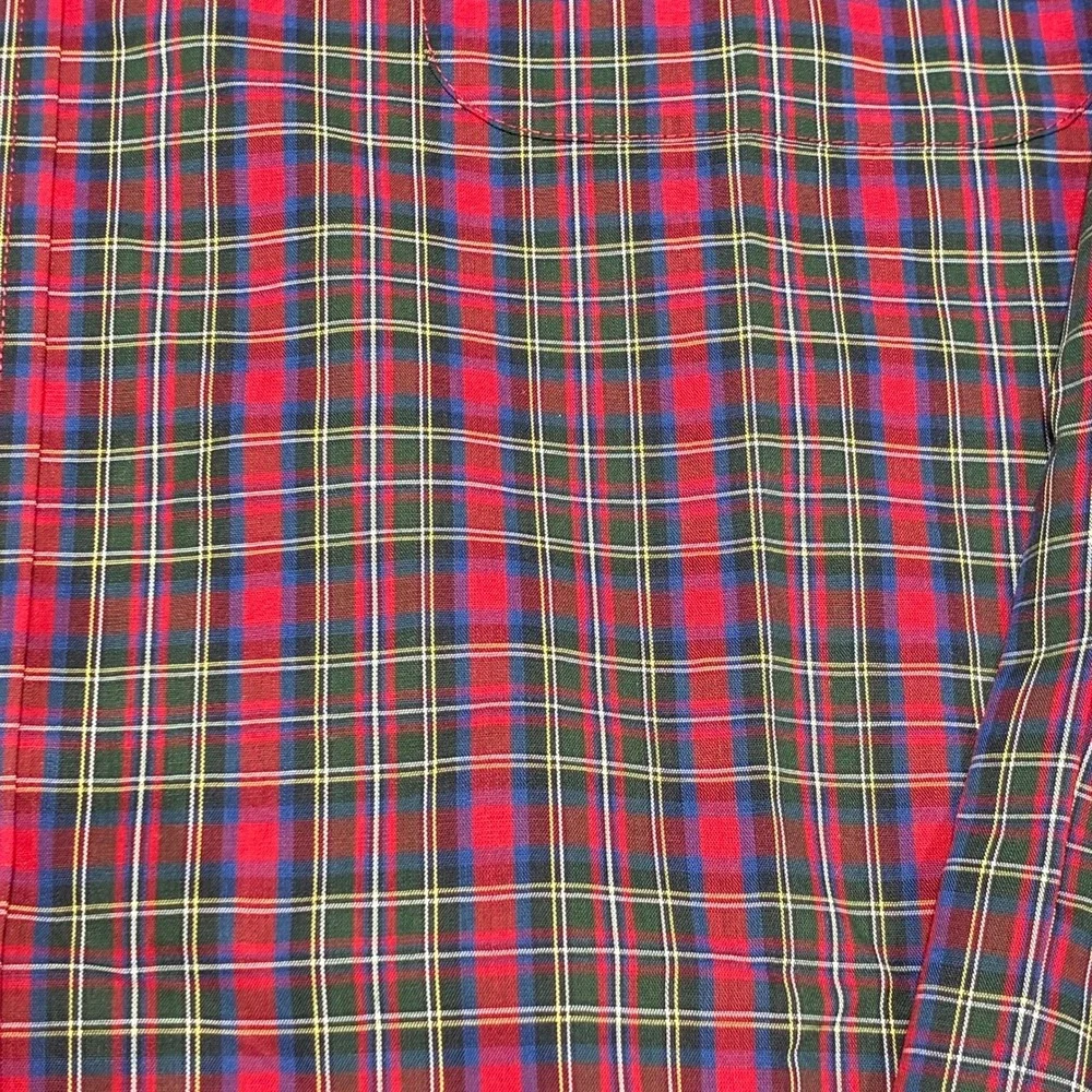 Stafford Performance Super‎ Fitted Dress Shirt Mens 18 Red Multi-colored Plaid